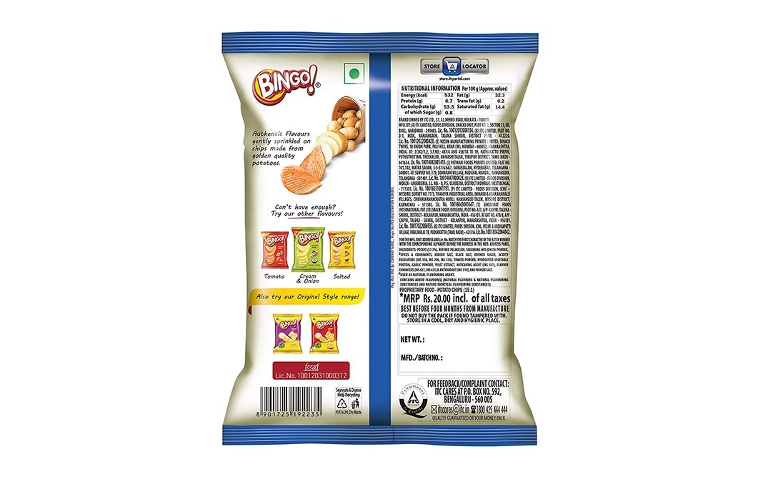 Bingo Potato Chips Masala    Pack  52 grams